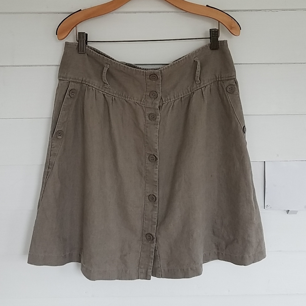 Workshop Tan Linen Skirt, Sz. 14